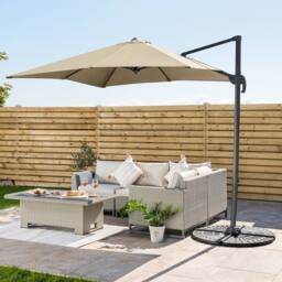 Christow Aluminium Cantilever Parasol Garden Patio Hanging Tilt Umbrella 2.5m in Brown - thumbnail 2