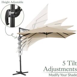 Christow Aluminium Cantilever Parasol Garden Patio Hanging Tilt Umbrella 2.5m in Brown - thumbnail 5