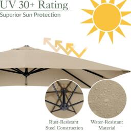 Christow Aluminium Cantilever Parasol Garden Patio Hanging Tilt Umbrella 2.5m in Brown - thumbnail 6