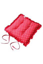 Homescapes Reversible Red Frilled Cushion Seat Pad with Ties Owls - Size: 40 cm x 40 cm - thumbnail 2