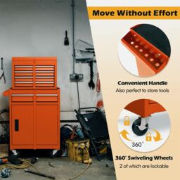 Gymax 5-Drawer Rolling Tool Chest High Capacity Tool Storage Cabinet-Orange in Orange - thumbnail 4