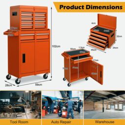Gymax 5-Drawer Rolling Tool Chest High Capacity Tool Storage Cabinet-Orange in Orange - thumbnail 2