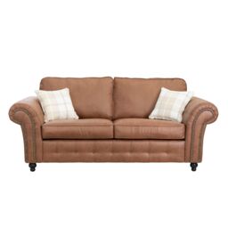 LUXURY LIFE Oakley Suede Fabric 3 Seater Sofa in Tan - thumbnail 1