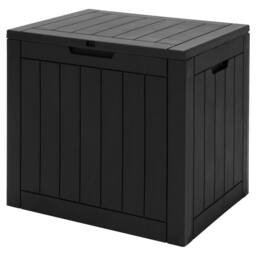 Costway Outdoor Garden Storage Box Waterproof Patio Utility Chest Plastic Lid Container in Black - thumbnail 1