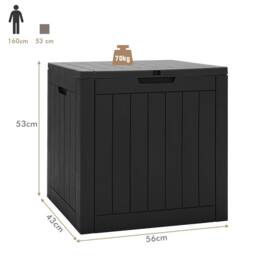 Costway Outdoor Garden Storage Box Waterproof Patio Utility Chest Plastic Lid Container in Black - thumbnail 2