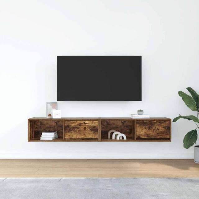 Berkfield Home TV Cabinets 2 pcs Smoked Oak 80x31x25.5 cm Engineered Wood in Brown - image 1