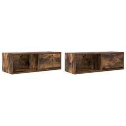 Berkfield Home TV Cabinets 2 pcs Smoked Oak 80x31x25.5 cm Engineered Wood in Brown - thumbnail 3