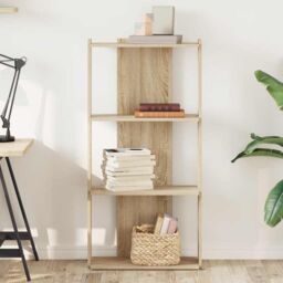 Berkfield Home Bookcase 3-Tier Sonoma Oak 60x30x120 cm Engineered Wood in Brown - Size: 60 x 30 x 120 cm - thumbnail 3