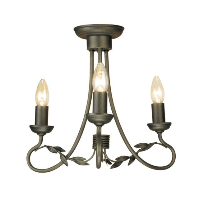 Loops 3 Bulb Chandelier Hanging Pendant LIght Black Gold LED E14 60W Bulb