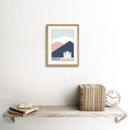 "Artery8 Wall Art Print Pastel Geometric Shapes Eilean Donan Castle Lochalsh Scotland Framed Art in Beige - Size: W7"" x H9""" - thumbnail 2