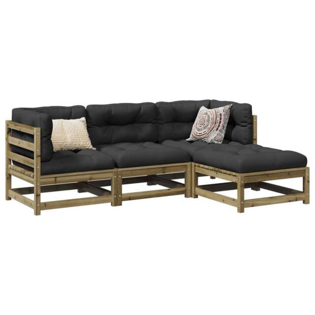 Berkfield Home 4 Piece Garden Sofa Set Impregnated Wood Pine in Brown - image 1