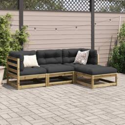 Berkfield Home 4 Piece Garden Sofa Set Impregnated Wood Pine in Brown - thumbnail 3