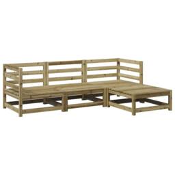 Berkfield Home 4 Piece Garden Sofa Set Impregnated Wood Pine in Brown - thumbnail 2
