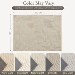 HOMCOM Modern Geometric Rug, Thick Plush, Non-Slip, 200 x 140 cm, Cream - Size: 200 cm x 140 cm - thumbnail 3