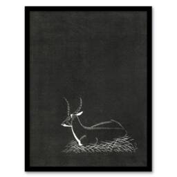 Artery8 Stylised Waterbuck Painting De Mesquita Framed Wall Art Print in Black - Size: A4 - thumbnail 1