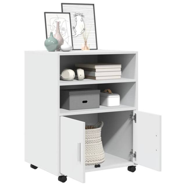 Berkfield Home Rolling Cabinet White 60x48x81 cm Engineered Wood - Size: 60 x 48 x 81 cm - image 1