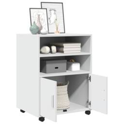 Berkfield Home Rolling Cabinet White 60x48x81 cm Engineered Wood - Size: 60 x 48 x 81 cm - thumbnail 1