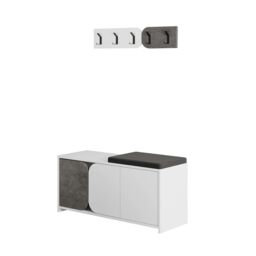 Decortie 'Moni' Modern Shoe Cabinet Bench Set 5 Hooks 104.9cm in Mid Grey - Size: 2 Pack - thumbnail 2