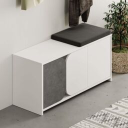 Decortie 'Moni' Modern Shoe Cabinet Bench Set 5 Hooks 104.9cm in Mid Grey - Size: 2 Pack - thumbnail 3