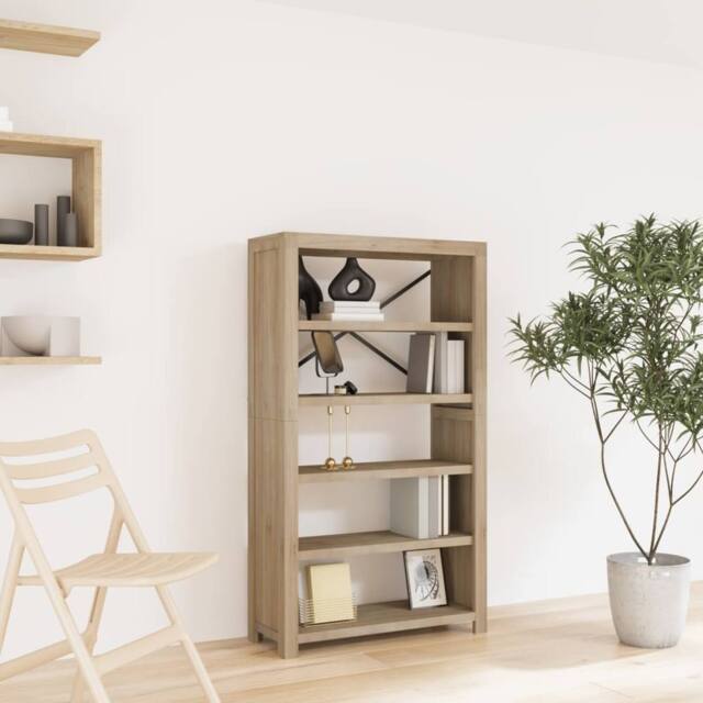Berkfield Home 5-Tier Bookcase 80x30x140 cm Solid Wood Acacia in Brown - Size: 80 x 30 x 140 cm - image 1