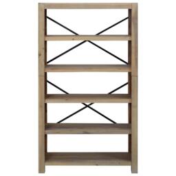 Berkfield Home 5-Tier Bookcase 80x30x140 cm Solid Wood Acacia in Brown - Size: 80 x 30 x 140 cm - thumbnail 3