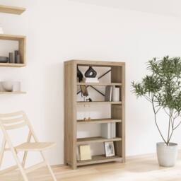 Berkfield Home 5-Tier Bookcase 80x30x140 cm Solid Wood Acacia in Brown - Size: 80 x 30 x 140 cm - thumbnail 1