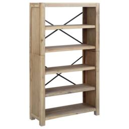 Berkfield Home 5-Tier Bookcase 80x30x140 cm Solid Wood Acacia in Brown - Size: 80 x 30 x 140 cm - thumbnail 2