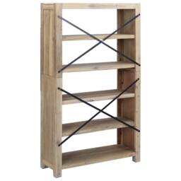 Berkfield Home 5-Tier Bookcase 80x30x140 cm Solid Wood Acacia in Brown - Size: 80 x 30 x 140 cm - thumbnail 5