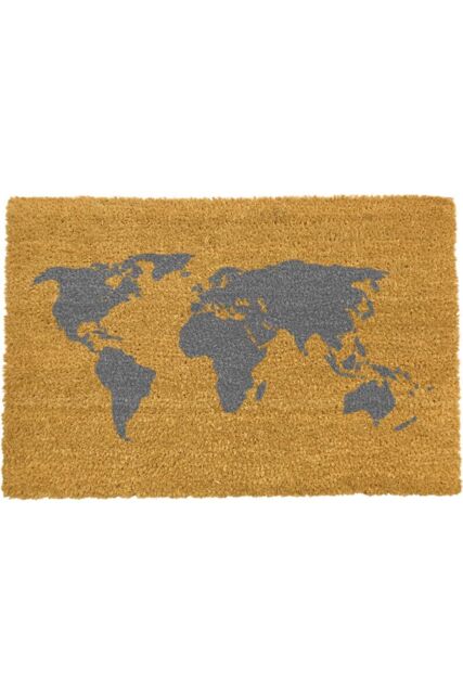 Artsy Mats World Map Grey Doormat - Regular 60x40cm - Size: 40 cm x 60 cm - image 1