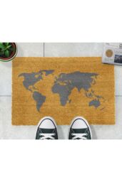 Artsy Mats World Map Grey Doormat - Regular 60x40cm - Size: 40 cm x 60 cm - thumbnail 4