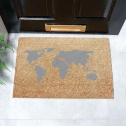 Artsy Mats World Map Grey Doormat - Regular 60x40cm - Size: 40 cm x 60 cm - thumbnail 2