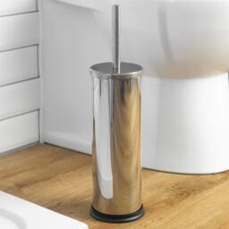 Harbour Housewares 3L Round Bathroom Bin & Brush Set - Slim Stainless Steel Bathroom Set in Metallic Silver - thumbnail 7