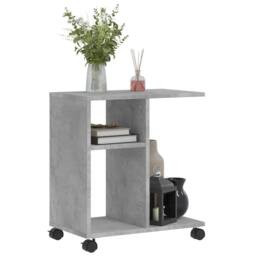Berkfield Home Side Table with Wheels Concrete Grey 50x30x55 cm Engineered Wood - Size: 50 x 30 x 55 cm - thumbnail 4