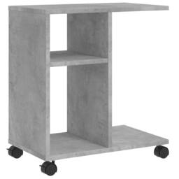 Berkfield Home Side Table with Wheels Concrete Grey 50x30x55 cm Engineered Wood - Size: 50 x 30 x 55 cm - thumbnail 2