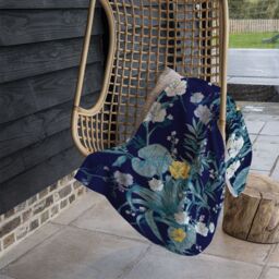 Benjamin Tate Design Blue & Yellow Flowers Blanket in Natural - Size: 120 cm x 150 cm - thumbnail 4