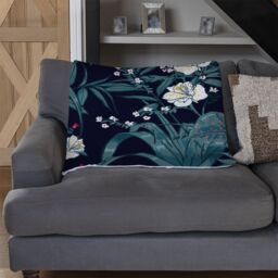 Benjamin Tate Design Blue & Yellow Flowers Blanket in Natural - Size: 120 cm x 150 cm - thumbnail 2