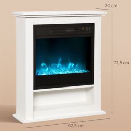 HOMCOM 1800W White Electric Fire with Remote & Timer for Living Room - thumbnail 3