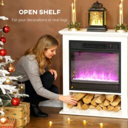 HOMCOM 1800W White Electric Fire with Remote & Timer for Living Room - thumbnail 6