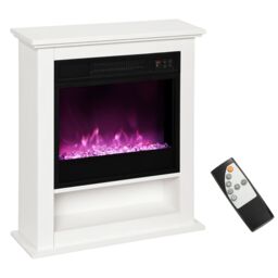 HOMCOM 1800W White Electric Fire with Remote & Timer for Living Room - thumbnail 2