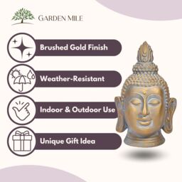 Marco Paul XLarge Buddha Head Garden Ornament in Gold - thumbnail 4