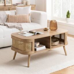 Birlea Rattan Coffee Table with Storage Curved Sark in Beige - Size: 1 Pack - thumbnail 1