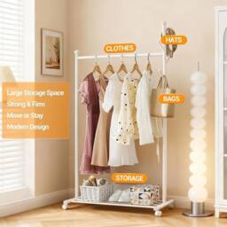 Havendro White Heavy Duty Garment Rail Shoe Storage Open Wardrobe - thumbnail 4