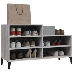 Berkfield Home Shoe Cabinet Grey Sonoma 102x36x60 cm Engineered Wood - Size: 102 x 36 x 60 cm - thumbnail 4