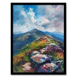 "Artery8 Slieve Donard Mountain Landscape Oil Painting Framed Art Print in Blue - Size: W12"" x H16""" - thumbnail 1