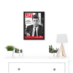 Artery8 JFK John Kennedy President USA Life Magazine Cover A4 Artwork Framed Wall Art Print in Black - thumbnail 2