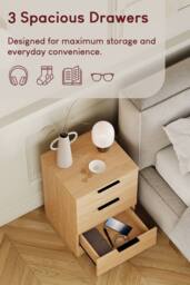 HD Designs Trega 3 Drawer Bedside Chest Table Space Saving Storage in Light Brown - thumbnail 4