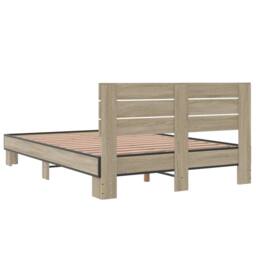 Berkfield Home Bed Frame without Mattress Sonoma Oak 140x200 cm in Light Brown - thumbnail 6