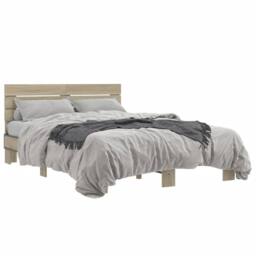Berkfield Home Bed Frame without Mattress Sonoma Oak 140x200 cm in Light Brown - thumbnail 1