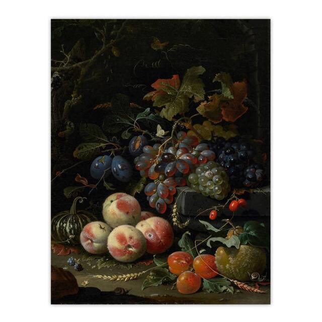"Artery8 Still Life With Fruit Foliage & Insects Mignon Wall Art Poster Print - Size: W12"" x H16""" - image 1