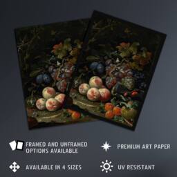 "Artery8 Still Life With Fruit Foliage & Insects Mignon Wall Art Poster Print - Size: W12"" x H16""" - thumbnail 2